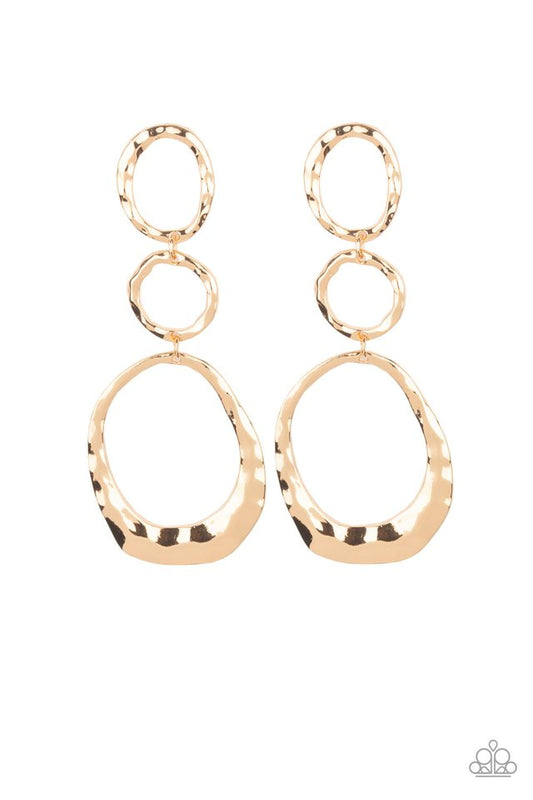 Radically Rippled - Gold - Paparazzi Earring Image