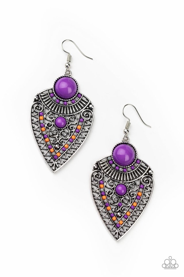 Tribal Territory - Purple - Paparazzi Earring Image