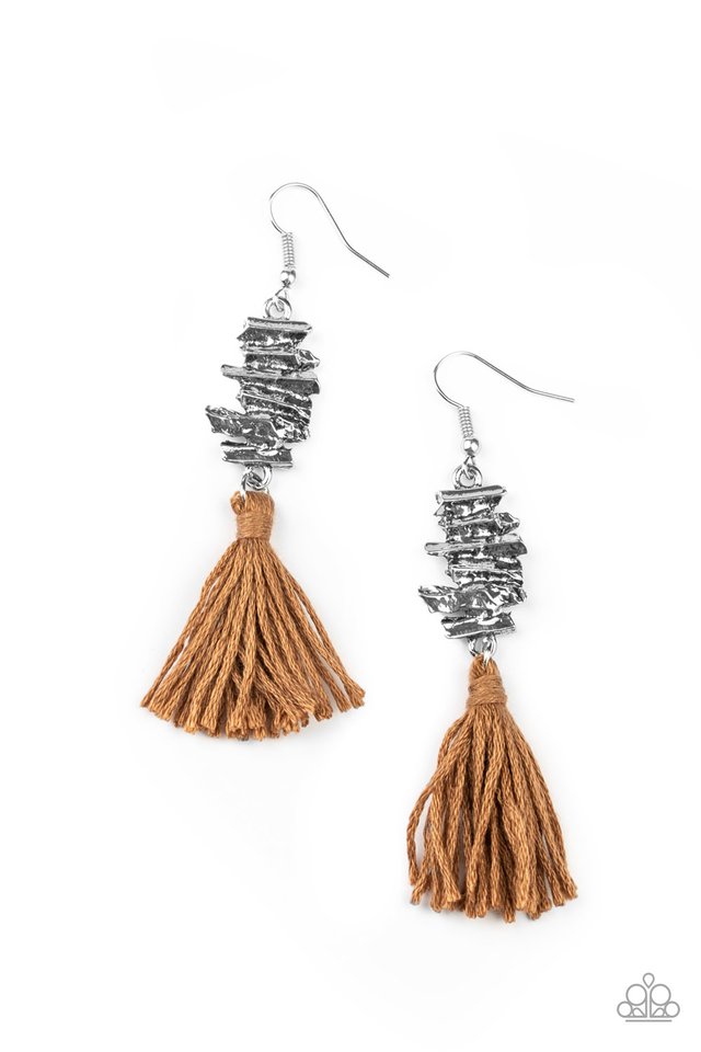 Tiki Tassel - Brown - Paparazzi Earring Image
