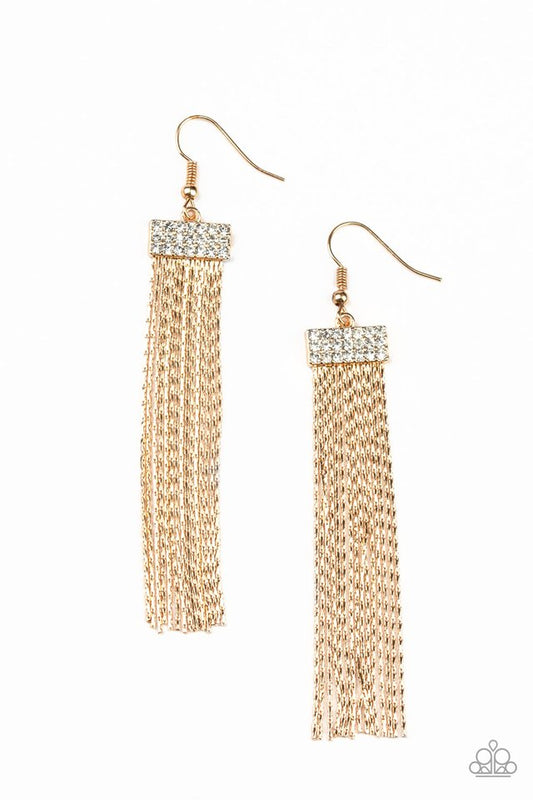 Twinkling Tapestry - Gold - Paparazzi Earring Image