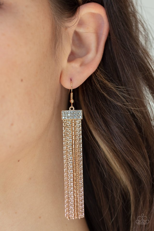 Twinkling Tapestry - Gold - Paparazzi Earring Image