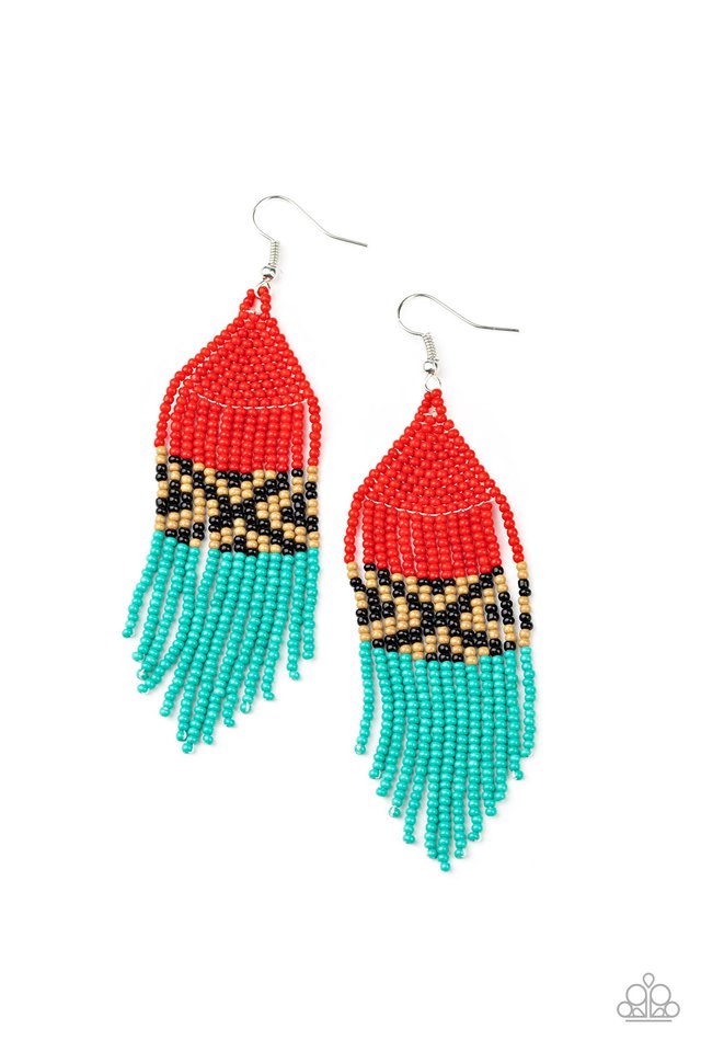Beautifully BEADazzling- Red - Paparazzi Earring Image