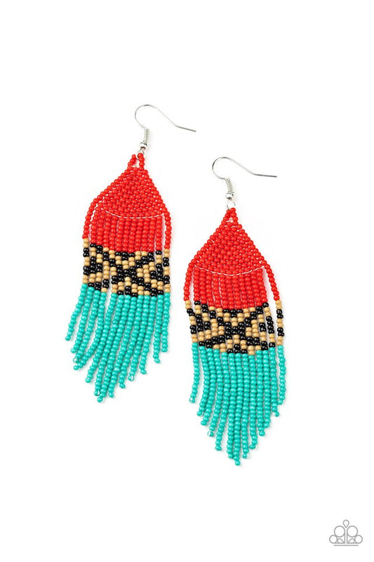 Beautifully BEADazzling- Red - Paparazzi Earring Image