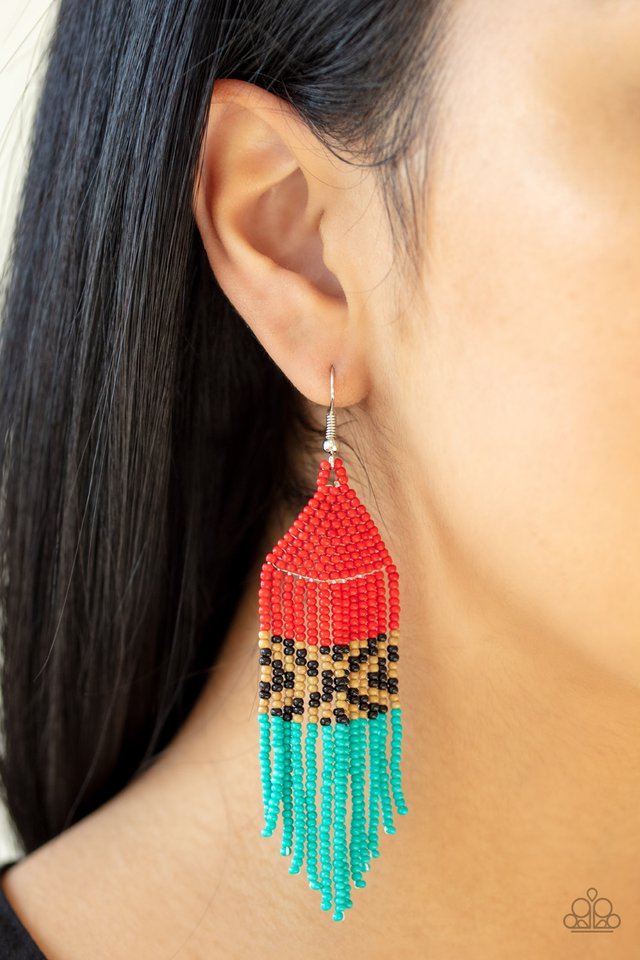 Beautifully BEADazzling- Red - Paparazzi Earring Image