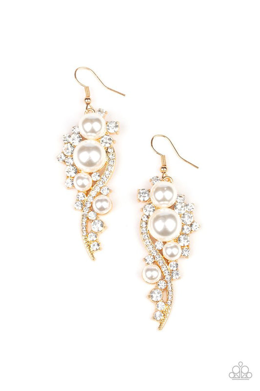 High-End Elegance - Gold - Paparazzi Earring Image