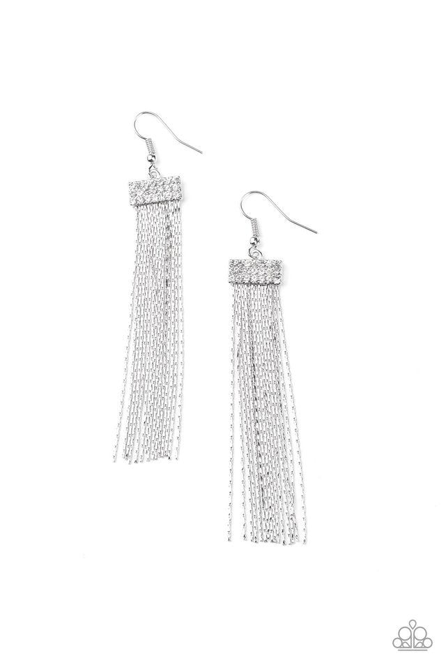 Twinkling Tapestry - White - Paparazzi Earring Image