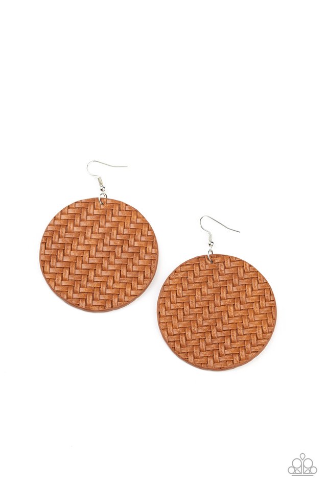 Plaited Plains - Brown - Paparazzi Earring Image