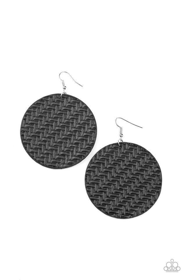 Plaited Plains - Black - Paparazzi Earring Image