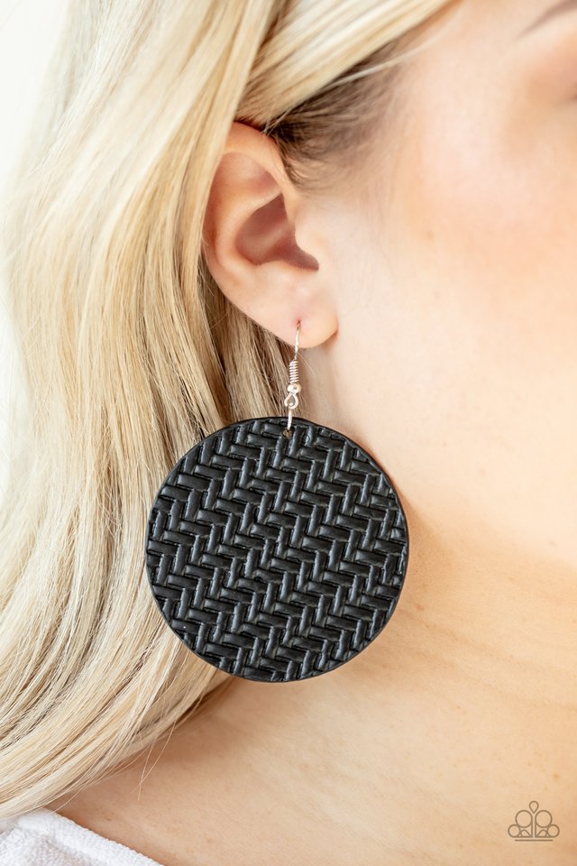 Plaited Plains - Black - Paparazzi Earring Image