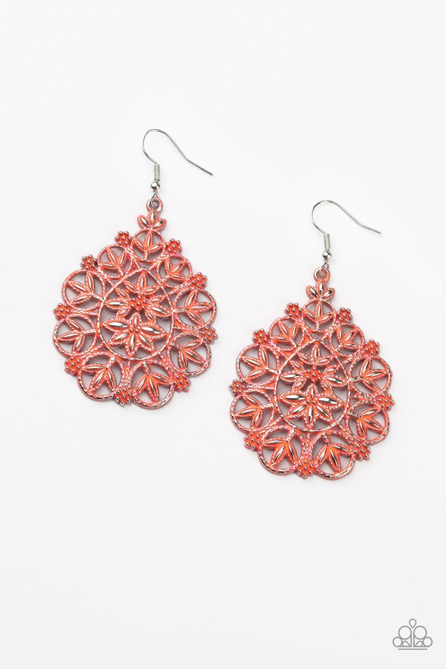 Floral Affair - Orange - Paparazzi Earring Image