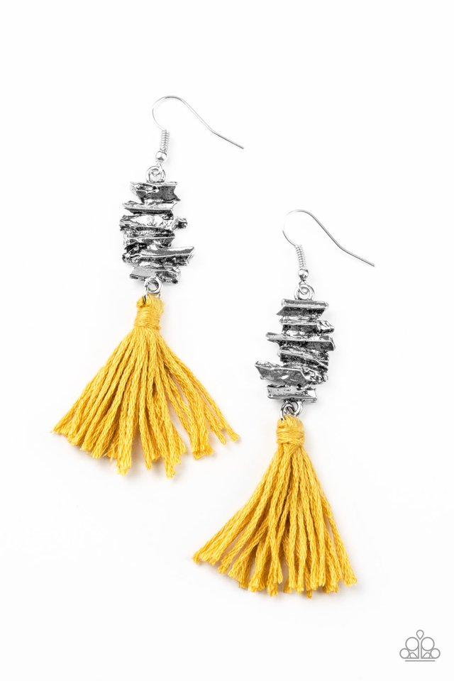 Tiki Tassel - Yellow - Paparazzi Earring Image