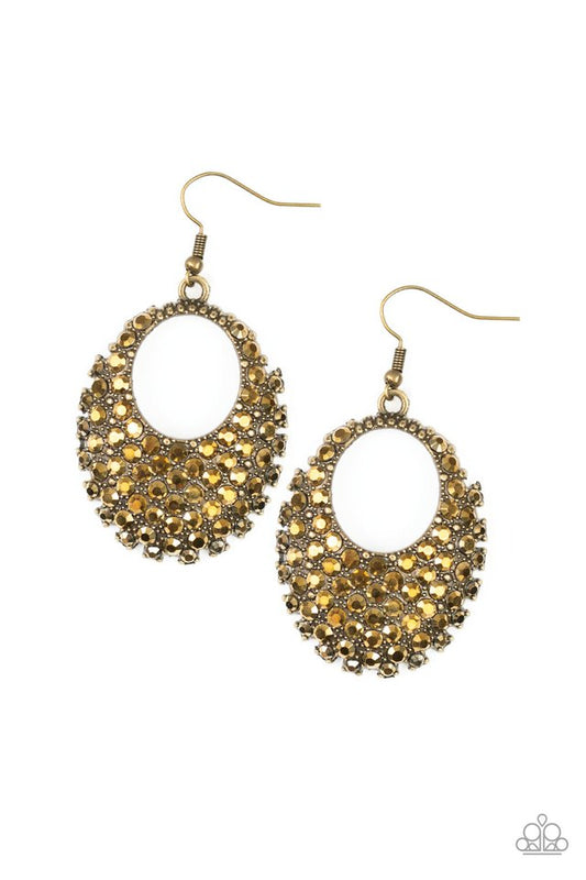 Fierce Flash - Brass - Paparazzi Earring Image