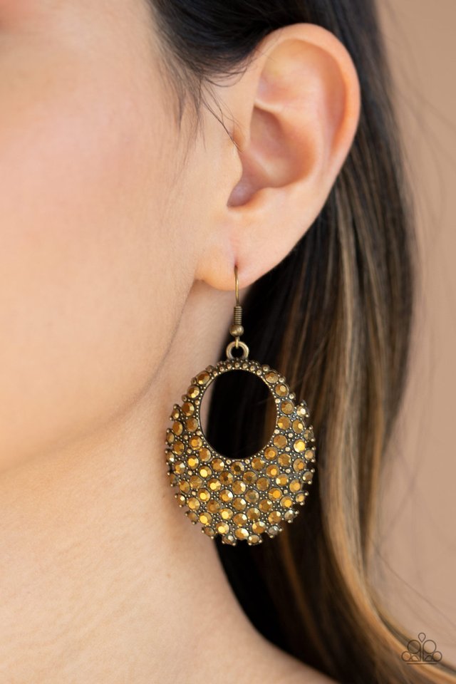 Fierce Flash - Brass - Paparazzi Earring Image