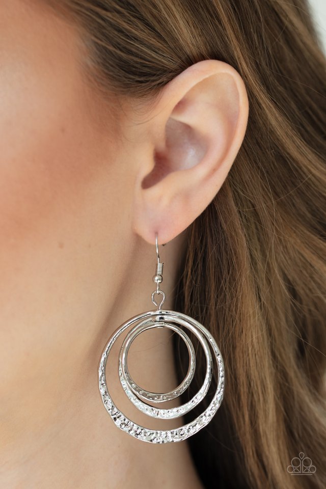 Metallic Ruffle - Silver - Paparazzi Earring Image