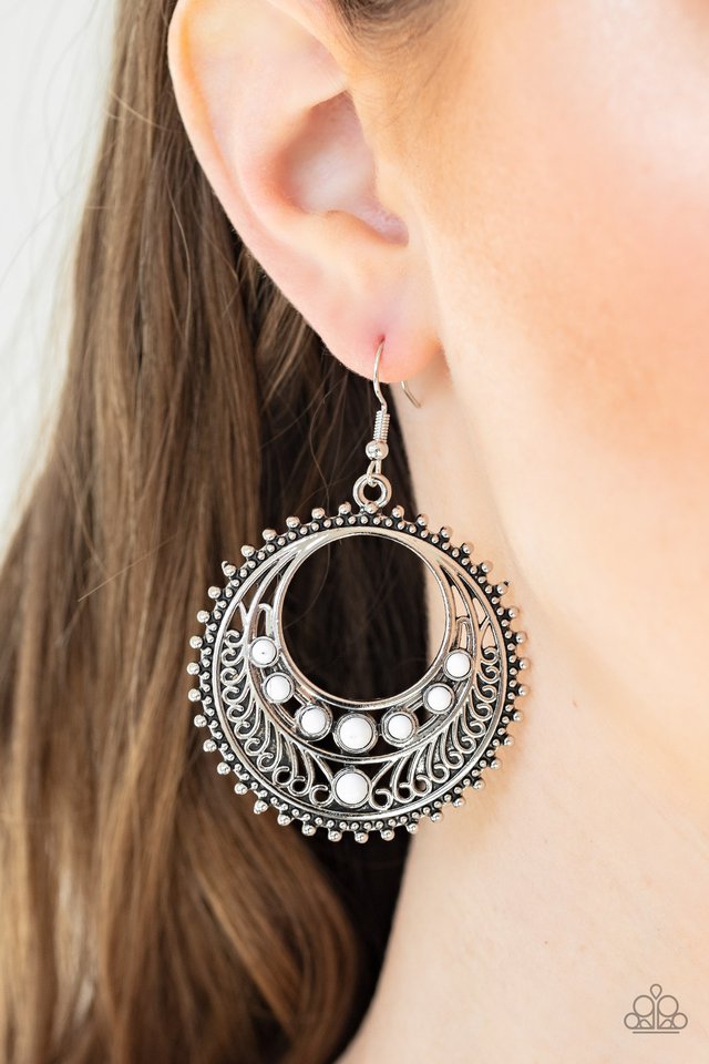 Boho Bliss - White - Paparazzi Earring Image