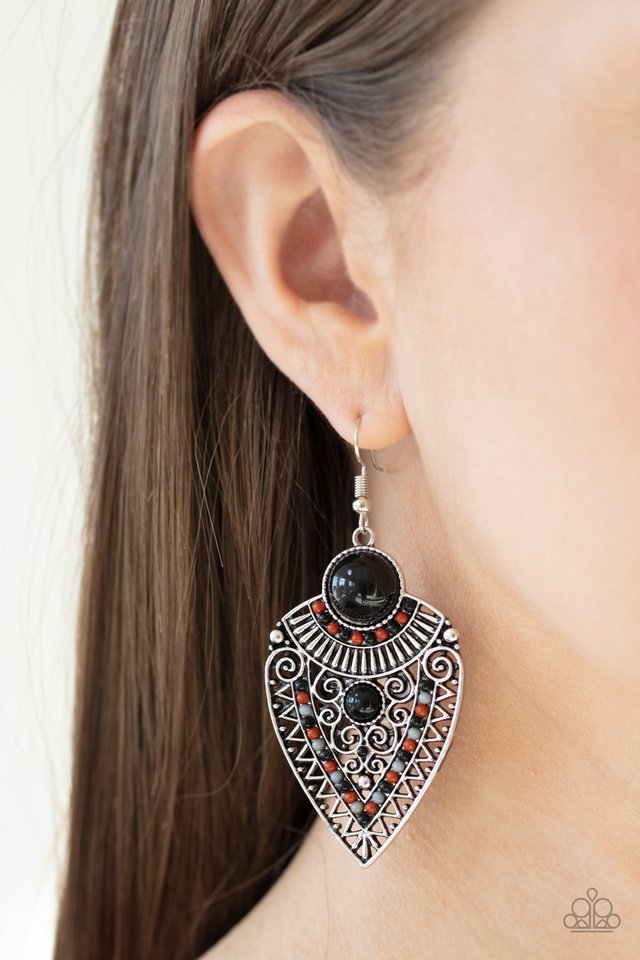Tribal Territory - Black - Paparazzi Earring Image