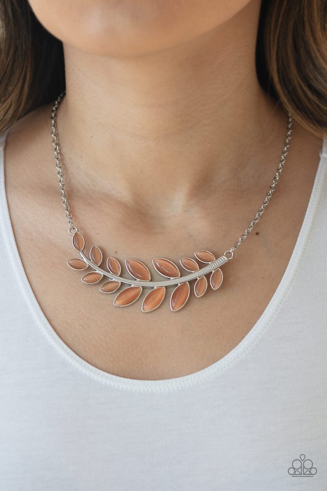 Frosted Foliage - Orange - Paparazzi Necklace Image