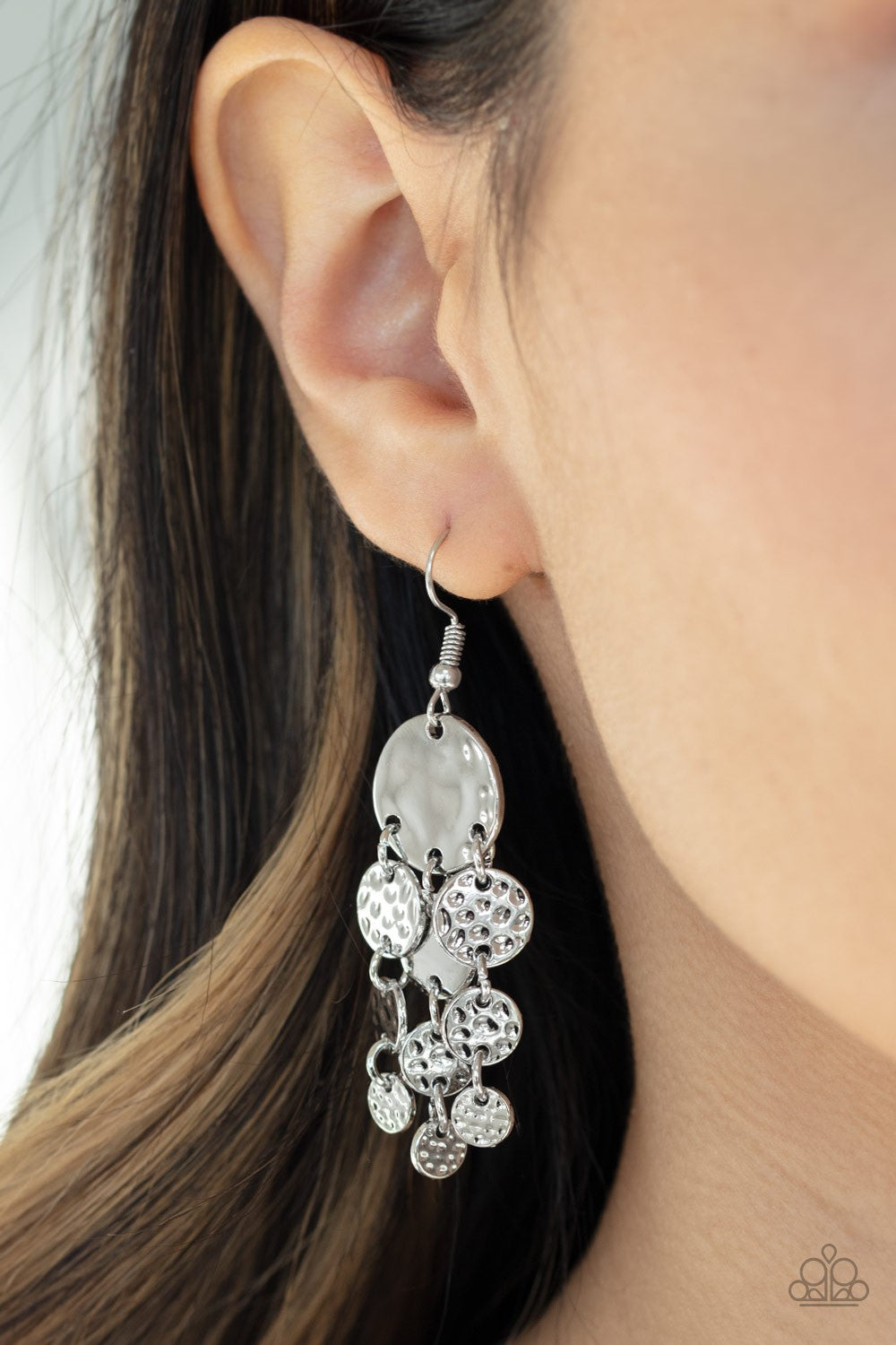 Paparazzi Earring ~ Do Chime In - Silver