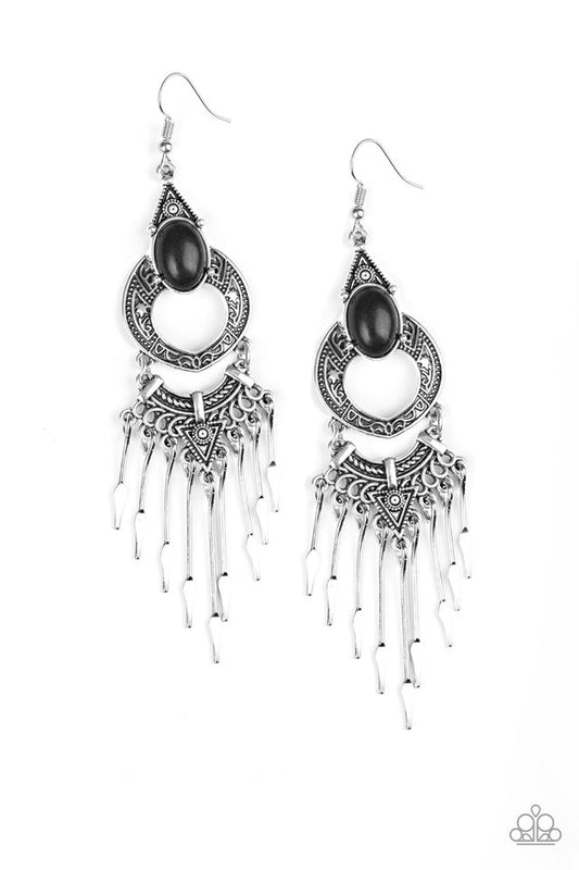 Southern Spearhead - Black - Paparazzi Earring Image