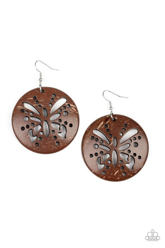 Bali Butterfly - Brown - Paparazzi Earring Image