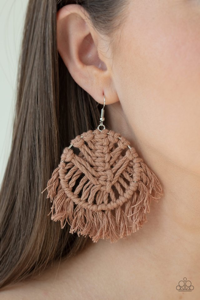 All About MACRAME - Brown - Paparazzi Earring Image