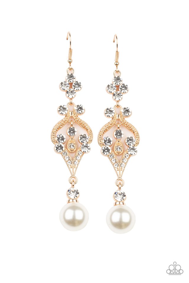 Elegantly Extravagant - Gold - Paparazzi Earring Image
