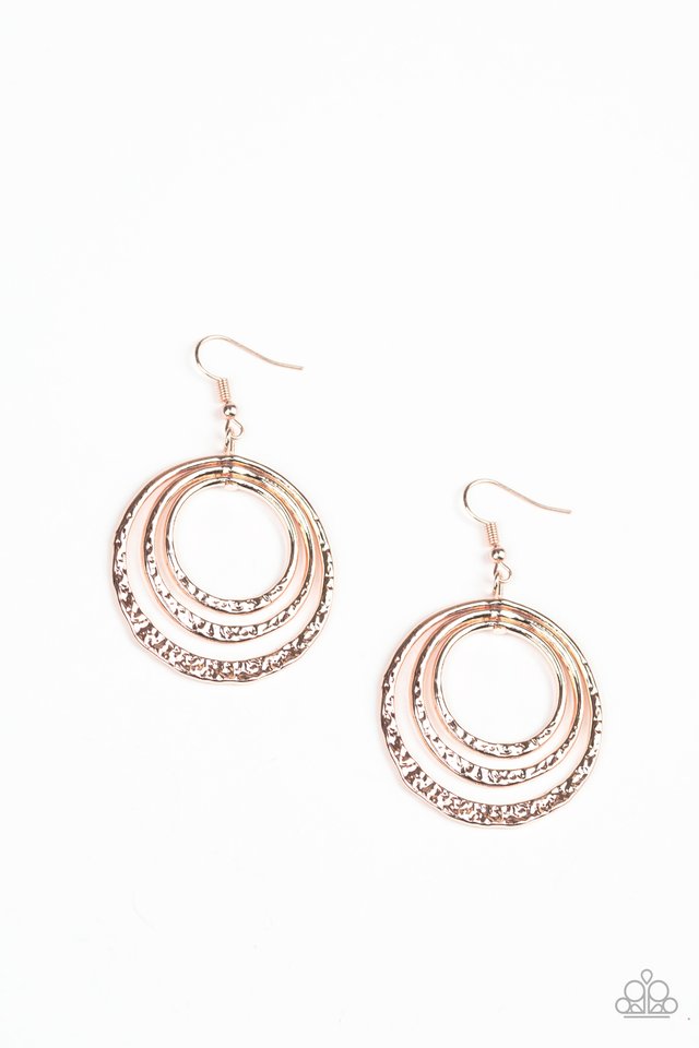 Metallic Ruffle - Rose Gold - Paparazzi Earring Image