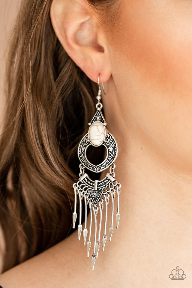Southern Spearhead - White - Paparazzi Earring Image