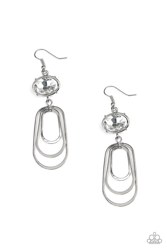 Drop-Dead Glamorous - White - Paparazzi Earring Image