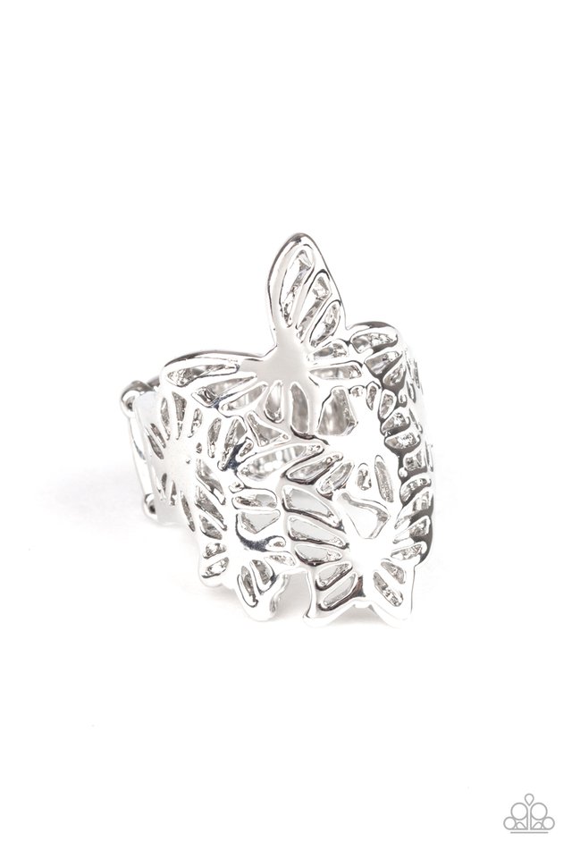 Banded Butterflies - Silver - Paparazzi Ring Image