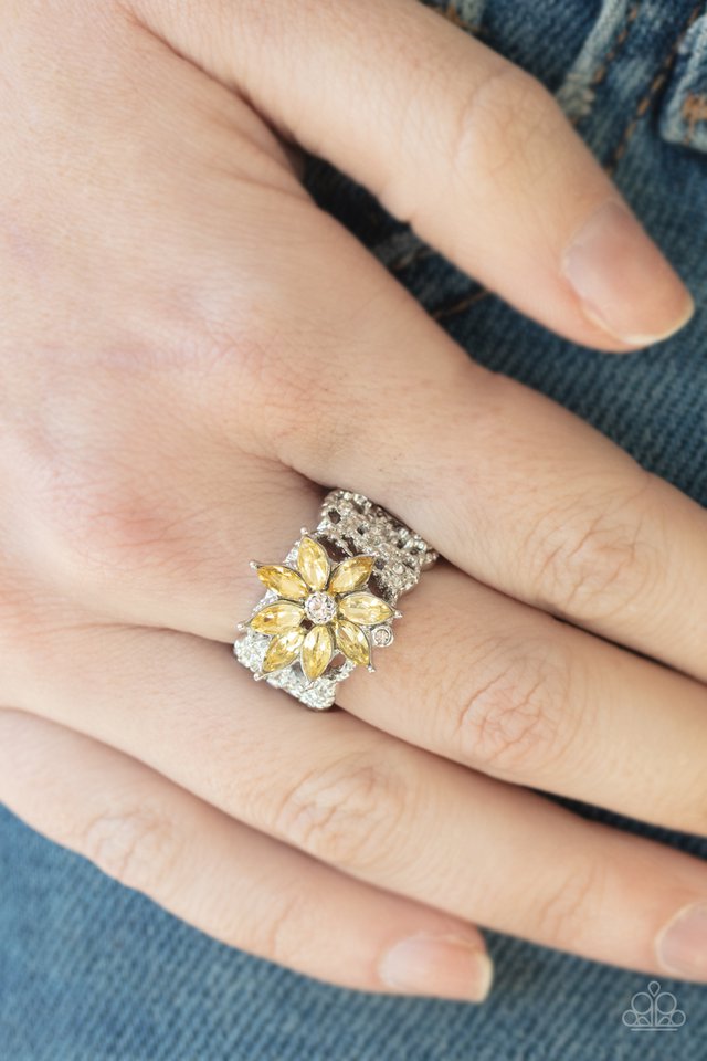 Brilliantly Blooming - Yellow - Paparazzi Ring Image