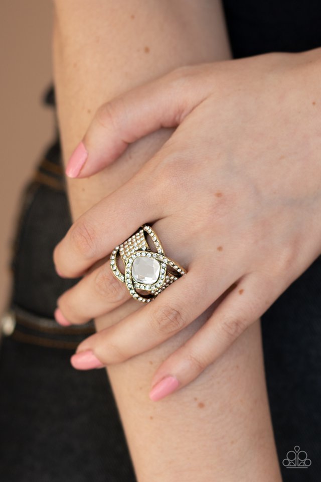 Triple Crown Twinkle - Brass - Paparazzi Ring Image