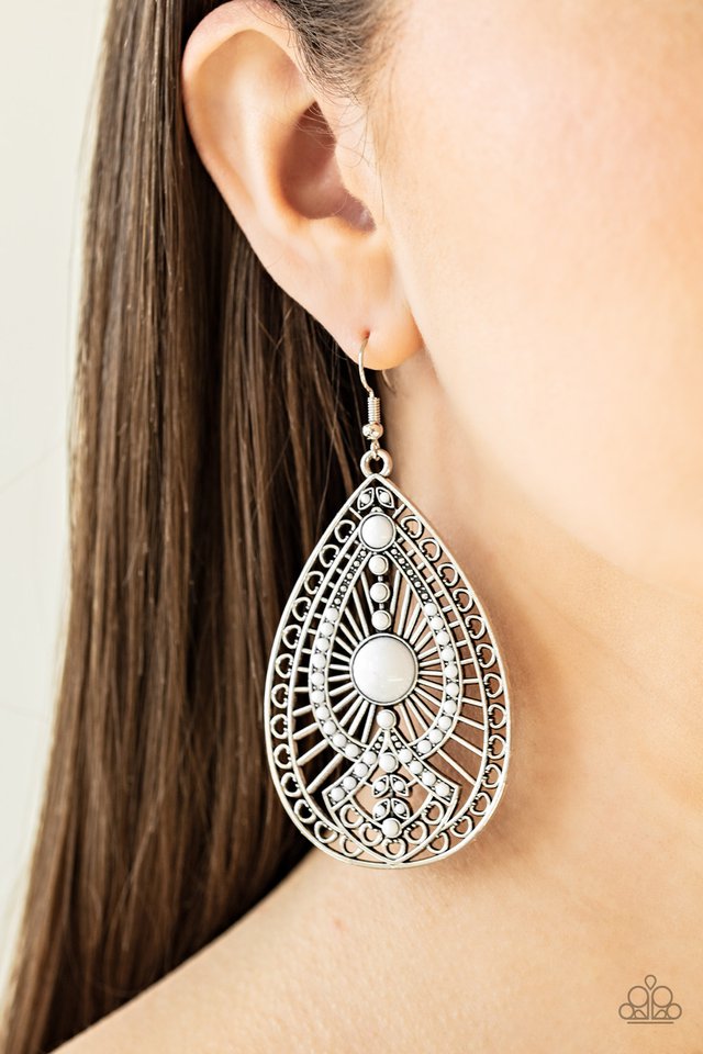 Just Dropping By - White - Paparazzi Earring Image