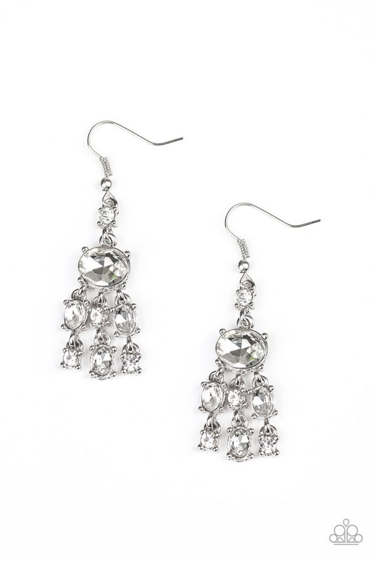 Demurely Divine - White - Paparazzi Earring Image