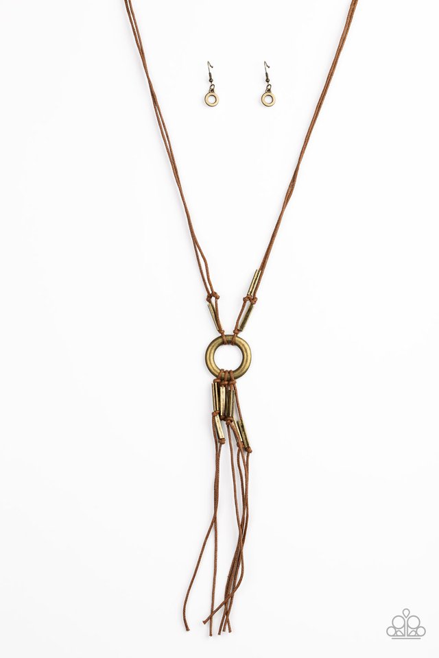 Tasseled Trinket - Brass - Paparazzi Necklace Image