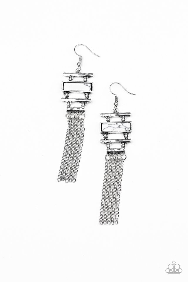 Stone Dwellings - White - Paparazzi Earring Image