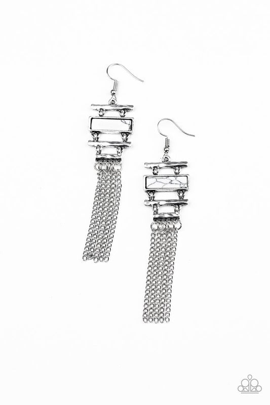Stone Dwellings - White - Paparazzi Earring Image