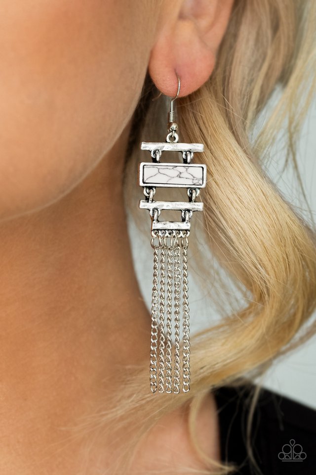 Stone Dwellings - White - Paparazzi Earring Image