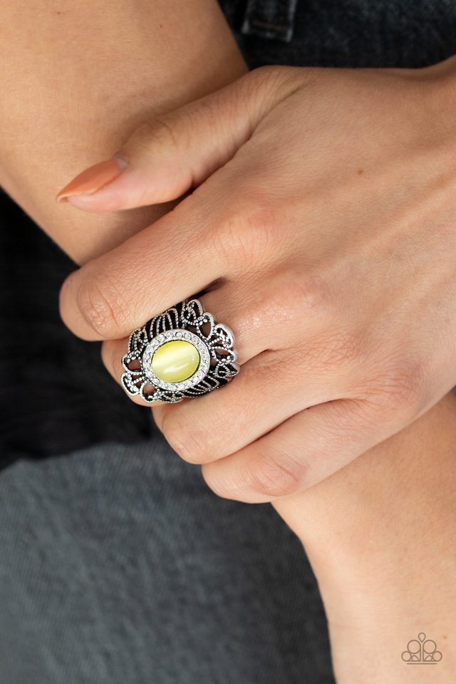 Dashingly Dewy - Yellow - Paparazzi Ring Image