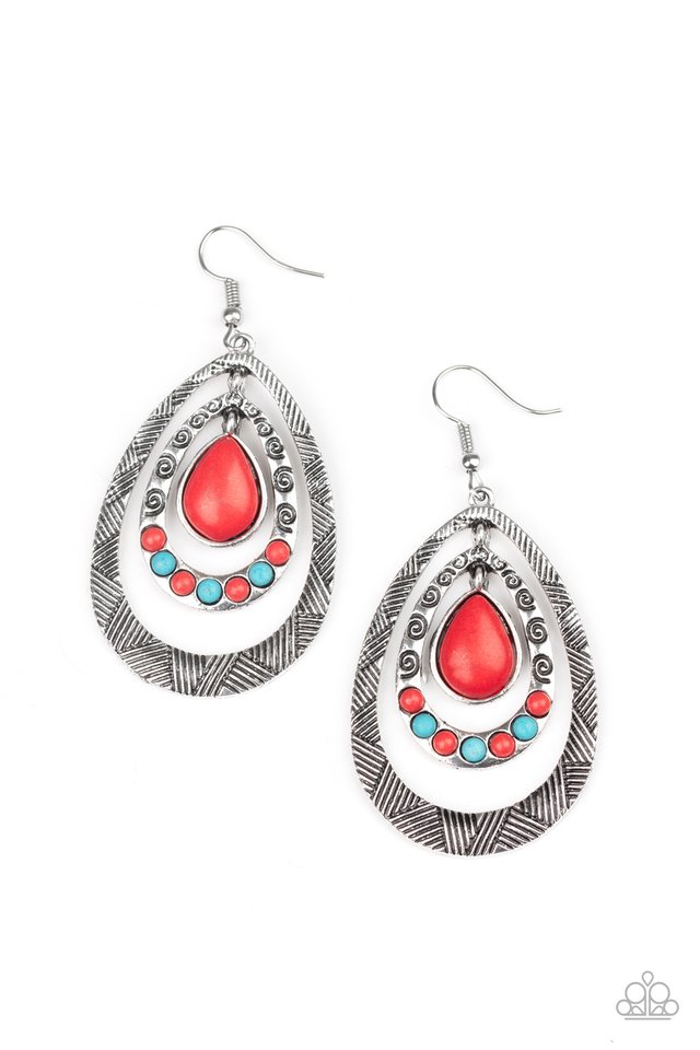 Terra Teardrops - Red - Paparazzi Earring Image