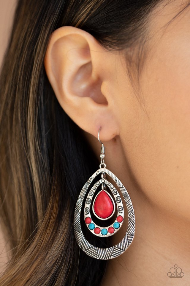 Terra Teardrops - Red - Paparazzi Earring Image