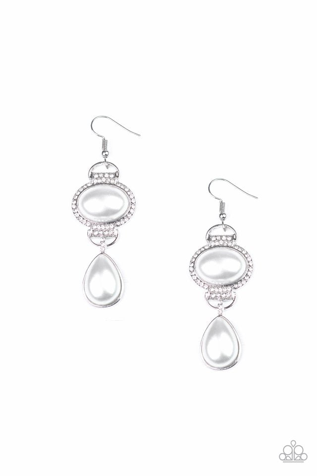 Icy Shimmer - White - Paparazzi Earring Image