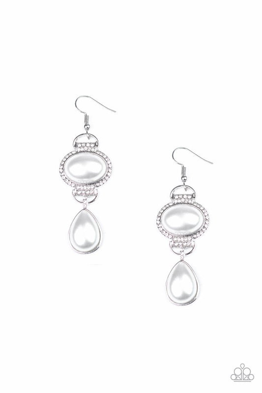 Icy Shimmer - White - Paparazzi Earring Image