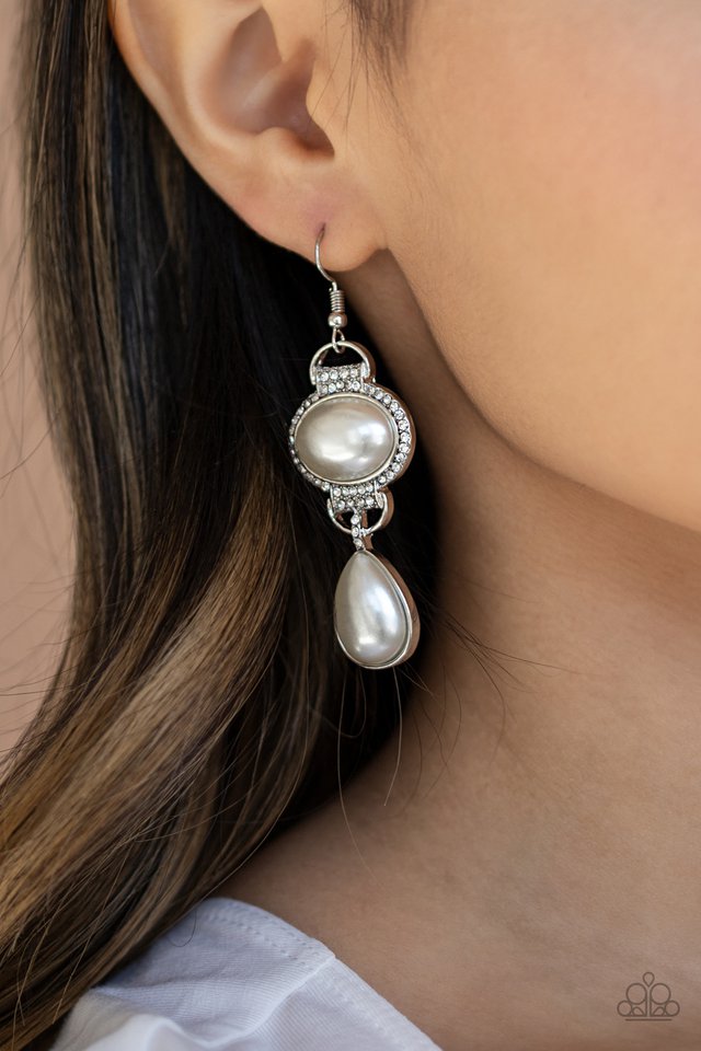 Icy Shimmer - White - Paparazzi Earring Image