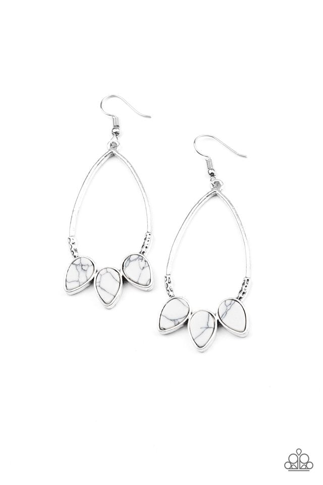 Fierce Frontier - White - Paparazzi Earring Image