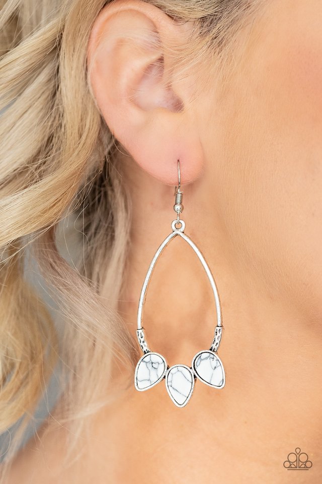 Fierce Frontier - White - Paparazzi Earring Image