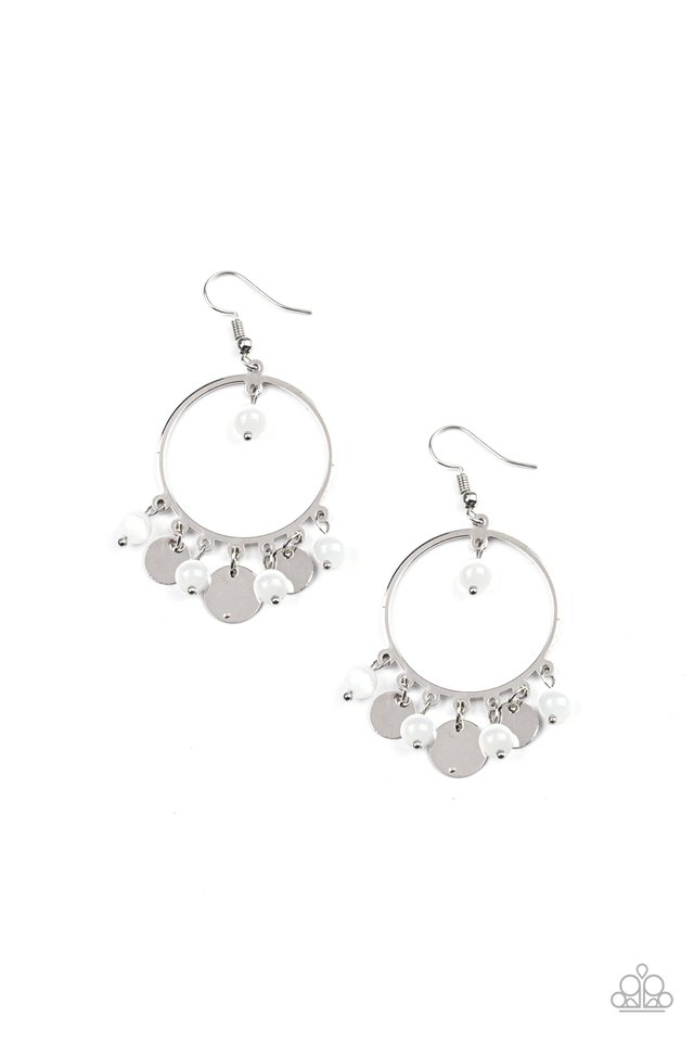 Bubbly Buoyancy - White - Paparazzi Earring Image