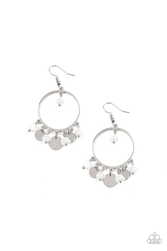 Bubbly Buoyancy - White - Paparazzi Earring Image