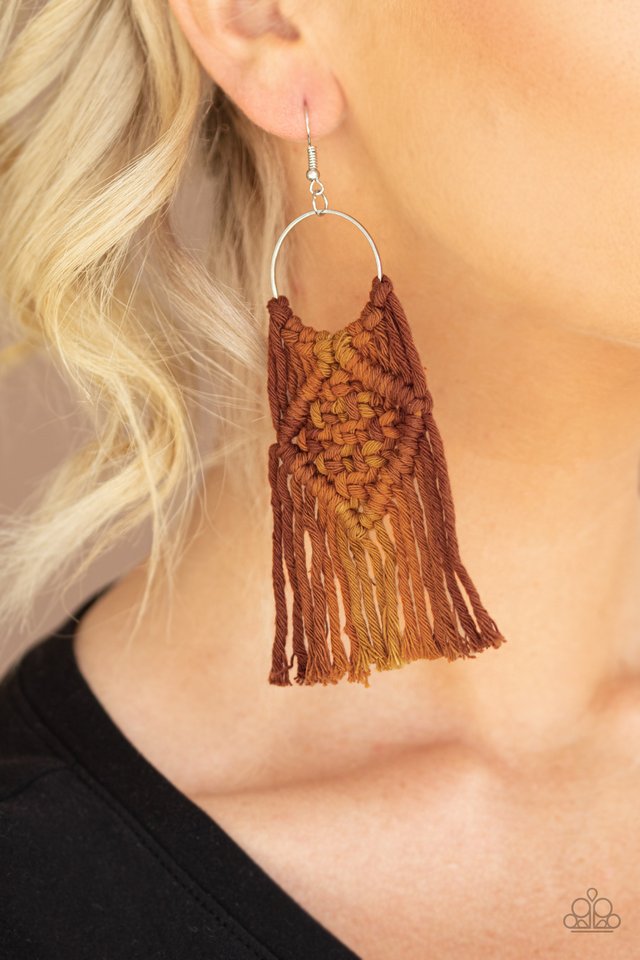 Macrame Rainbow - Brown - Paparazzi Earring Image