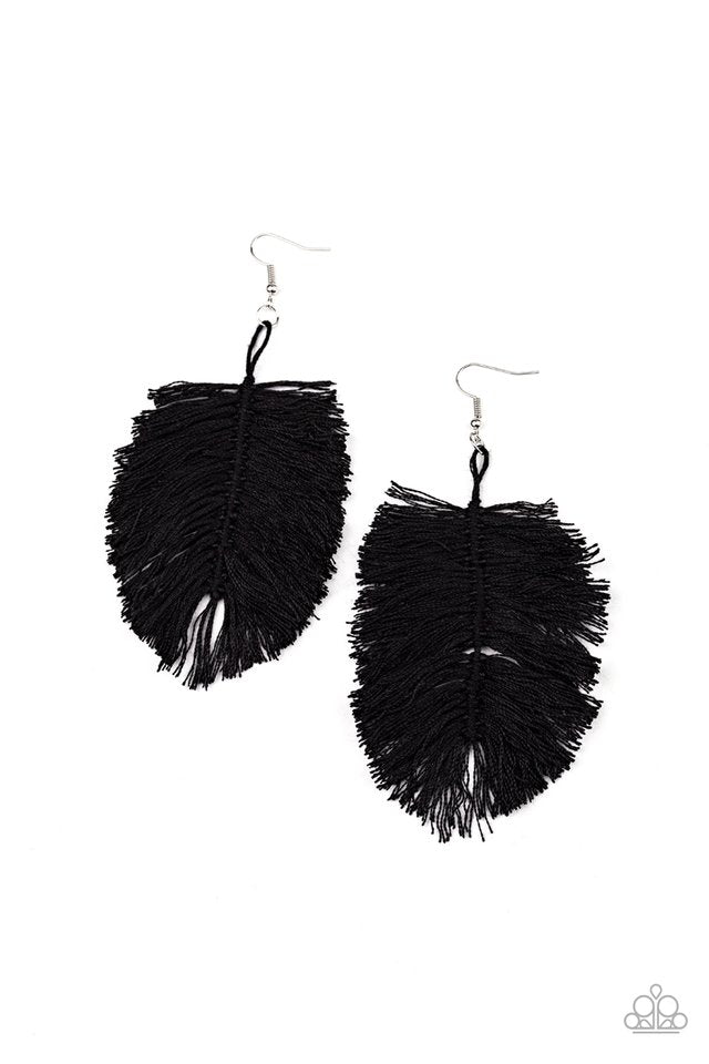 Hanging by a Thread - Black - Paparazzi Earring Image